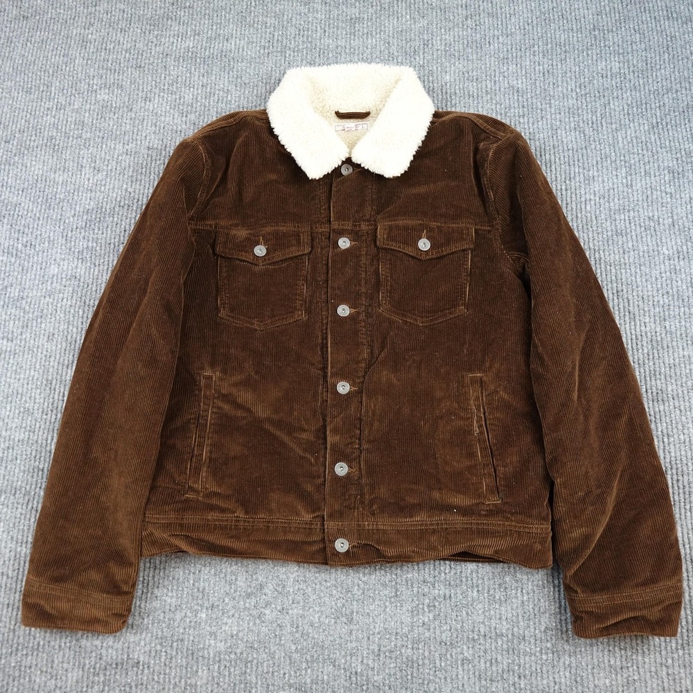 Wallace & Barnes Corduroy Jacket Mens Large Brown Sherpa Lined Bomber Outdoor